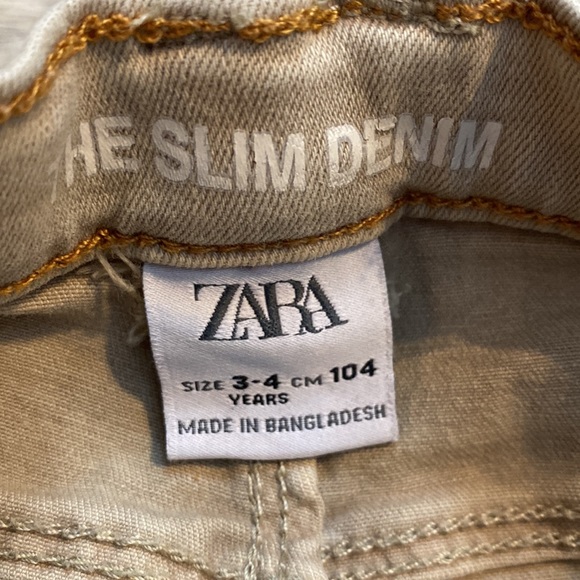 ZARA 3-4 year sand slim denim pants - Picture 3 of 6